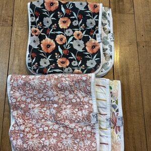 Floral Baby Bib Set - Black, Pink, and White